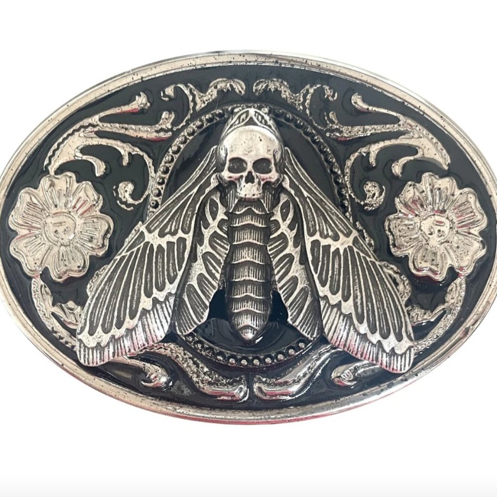 Dead Head Moth Belt Buckle Butterfly Skull Gothic Mens Womens Cosplay Wing Bat